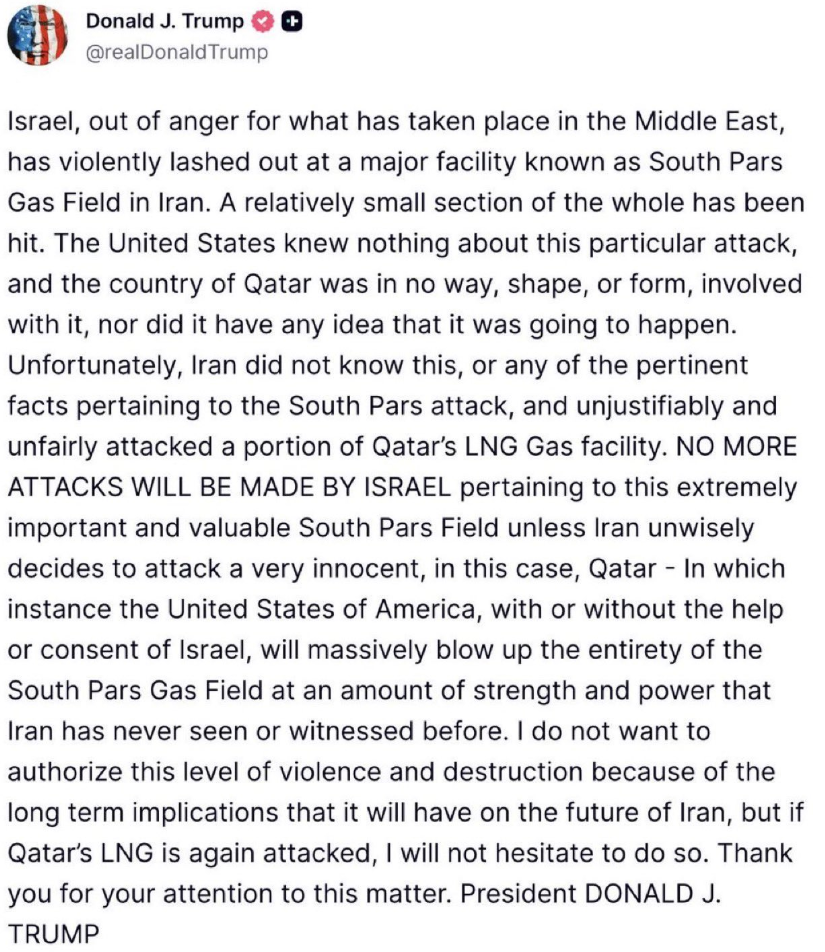 Donald **Trump desmiente bombardeo Irán** a una central eléctrica durante una declaración pública.