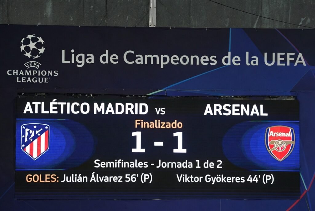 Resultado Atlético de Madrid vs Arsenal 1-1 semifinal Champions League goles Julián Álvarez y Gyökeres
