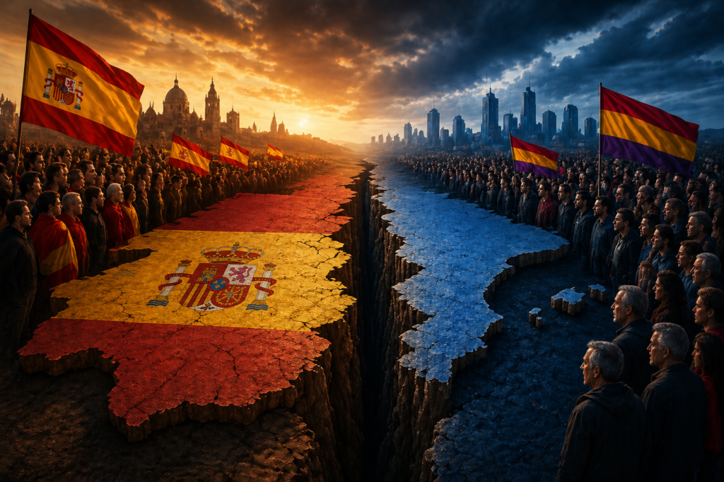 división de las dos Españas en bandos políticos enfrentados