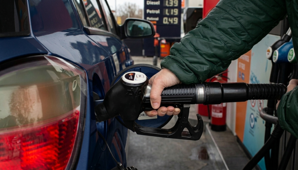 Repostaje de combustible en estación de servicio tras la huelga de gasolineras en España