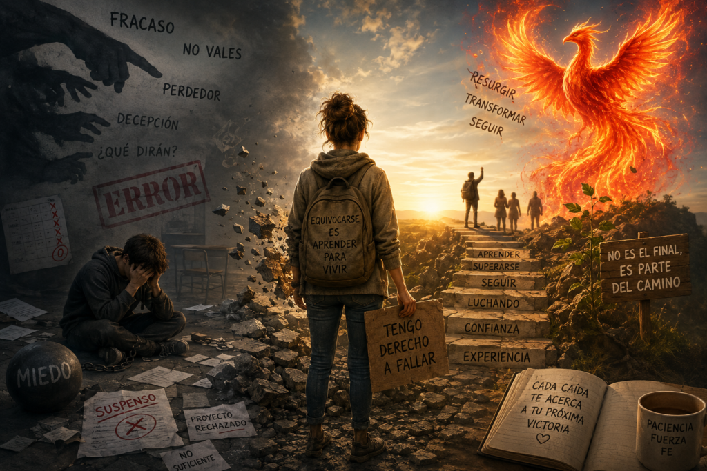 Ilustración sobre perder, fracaso y superación personal en una sociedad obsesionada con el éxito
