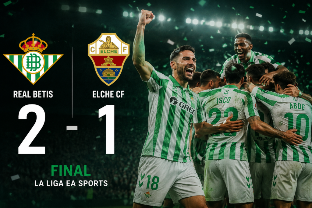 Betis celebra la victoria 2-1 contra el Elche y la clasificación a la Champions League