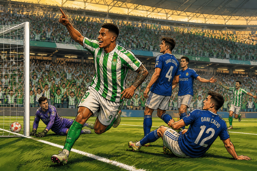 Betis Oviedo victoria verdiblanca por 3-0 en La Cartuja