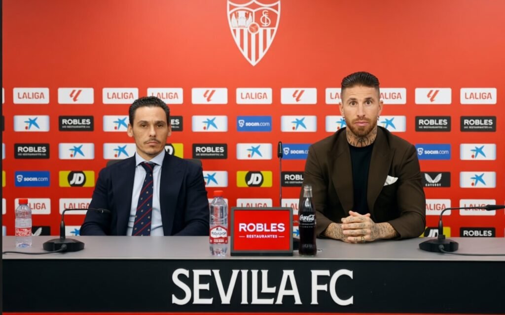Sergio Ramos durante una comparecencia relacionada con la compra del Sevilla FC