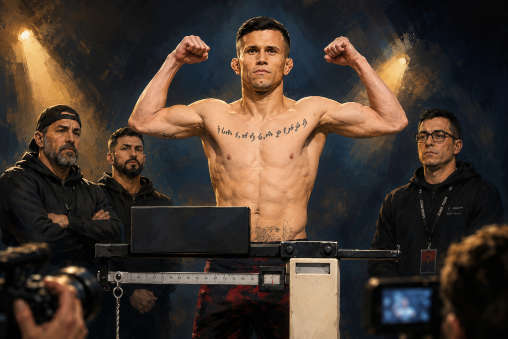 Dani Bárez UFC da el peso antes de su pelea contra Luis Gurule en Las Vegas