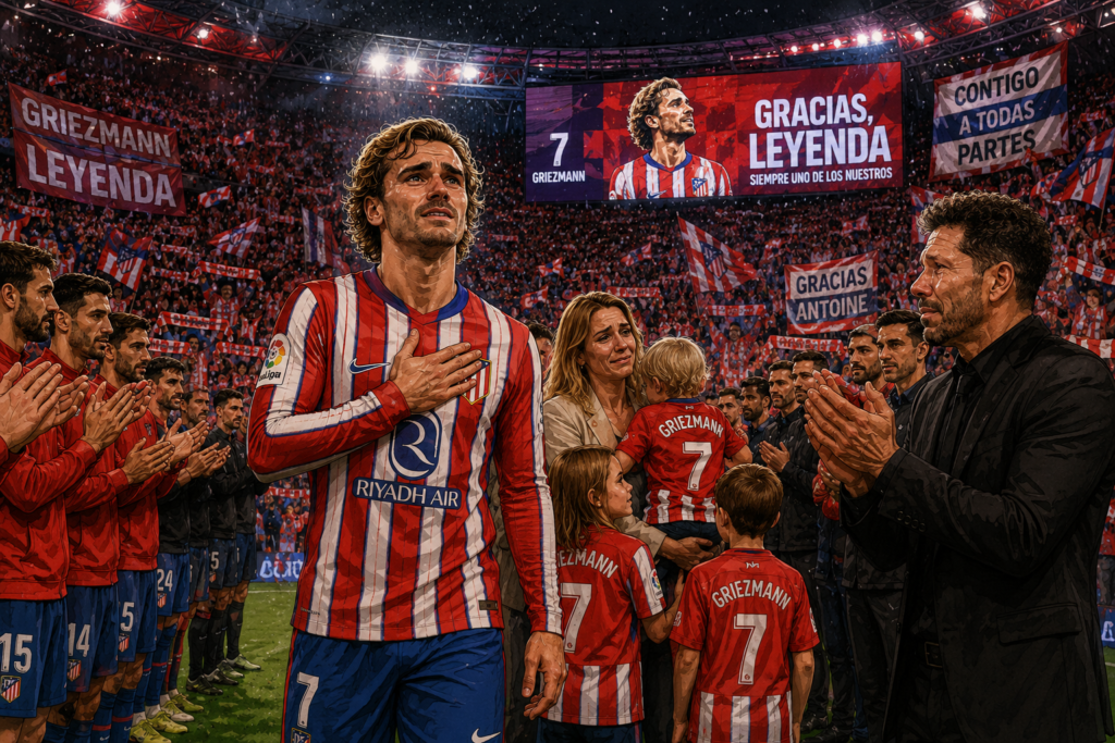 Despedida de Griezmann en el Metropolitano junto a Simeone y la afición del Atlético de Madrid