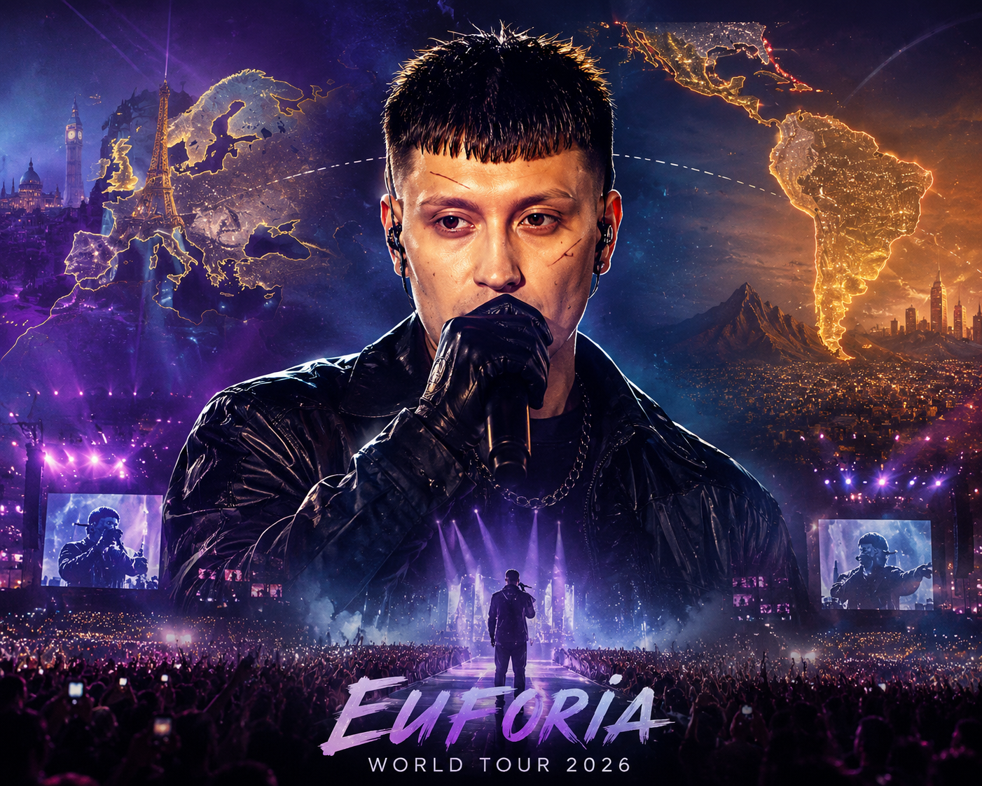 Kidd Voodoo durante la gira Euforia World Tour 2026 con conciertos en Europa y Latinoamérica