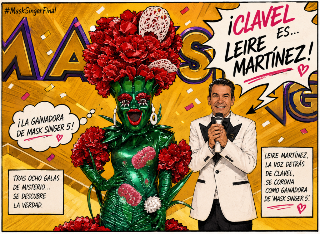 Ilustración de Leire Martínez revelada como Clavel en la final de Mask Singer 5