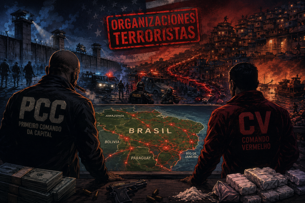 Representación del PCC y Comando Vermelho tras ser declarados organizaciones terroristas por Estados Unidos