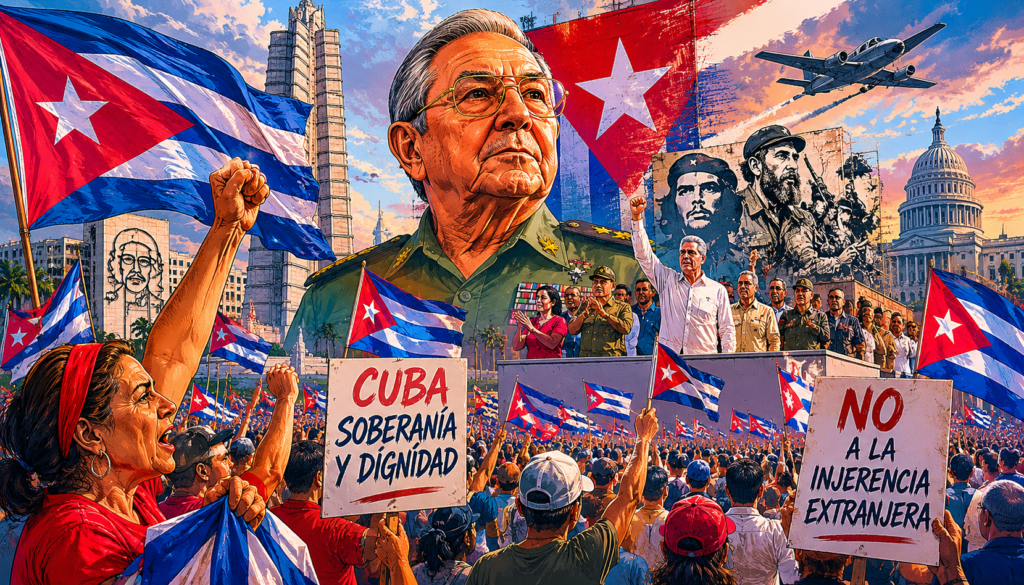 Manifestación en Cuba tras la acusación de Raúl Castro acusado por EEUU