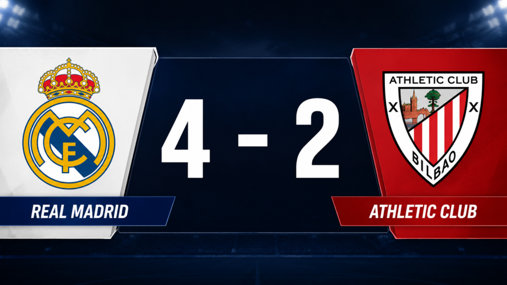 Marcador final Real Madrid 4-2 Athletic Club en el Santiago Bernabéu despedida de carvajal y alaba