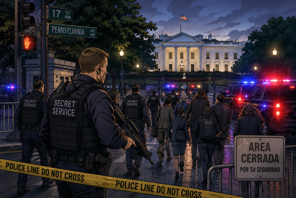 Agentes del Servicio Secreto tras el tiroteo cerca de la Casa Blanca en Washington