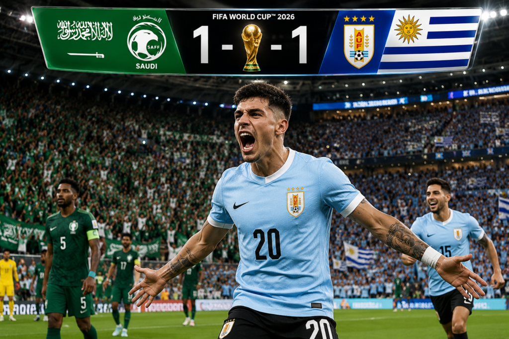 Arabia Saudí Uruguay Mundial 2026 empate grupo H