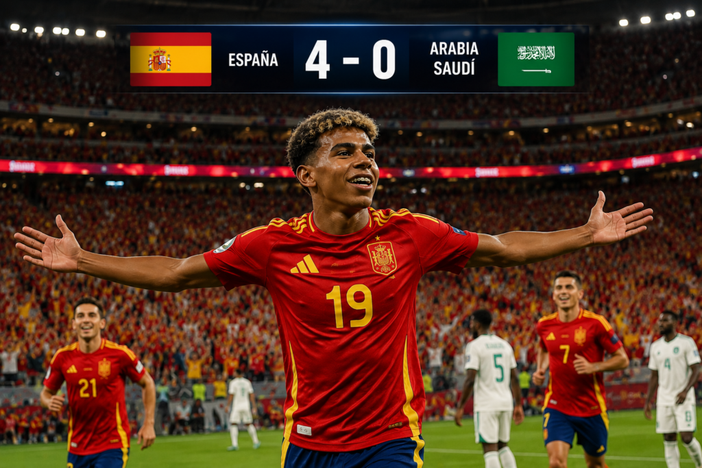 España Arabia Saudí Mundial 2026 celebración de Lamine Yamal