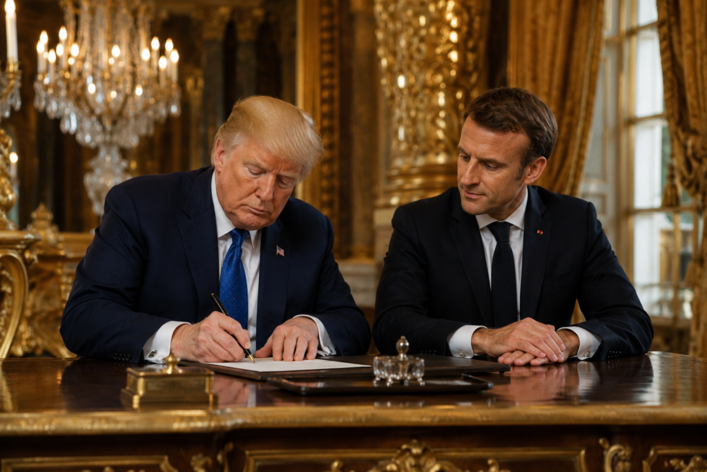 firma-acuerdo-trump-macron-versalles