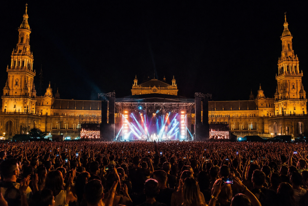 Icónica Sevilla Fest 2026 durante un concierto multitudinario en Sevilla