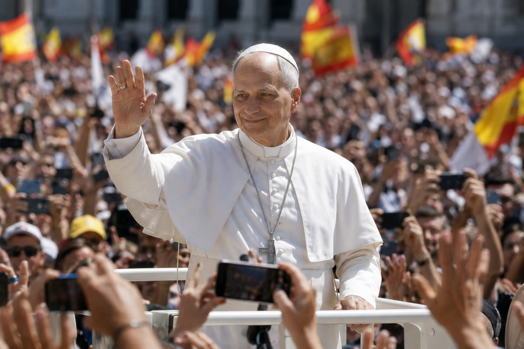 Papa León XIV durante su histórica visita a España en 2026