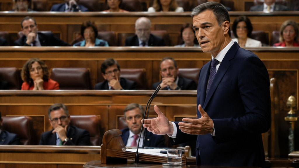 Pedro Sánchez durante el debate sobre la cuestión de confianza en el Congreso
