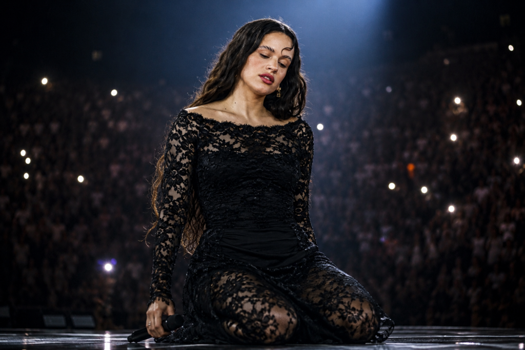 Rosalía durante la gira Lux 2026 tras aplazar conciertos en Estados Unidos