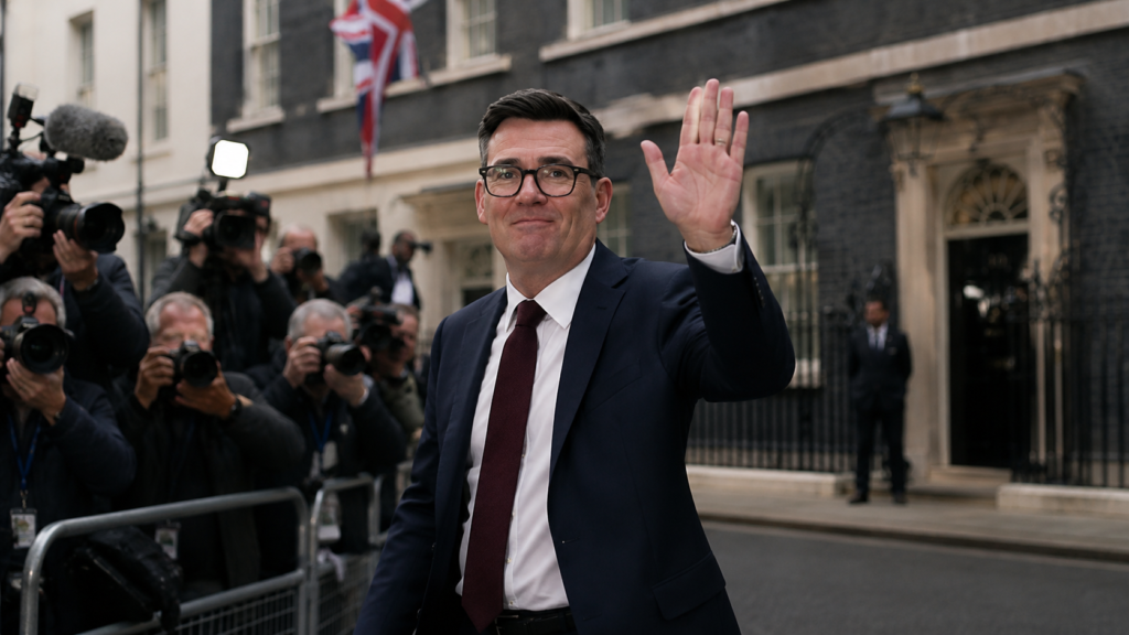 Andy Burnham, primer ministro del Reino Unido, llega a Downing Street