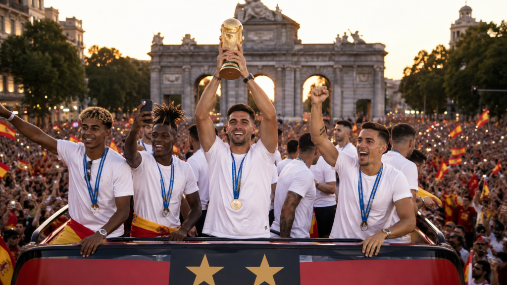 La Roja campeona del mundo celebra su segunda estrella con miles de aficionados en Madrid