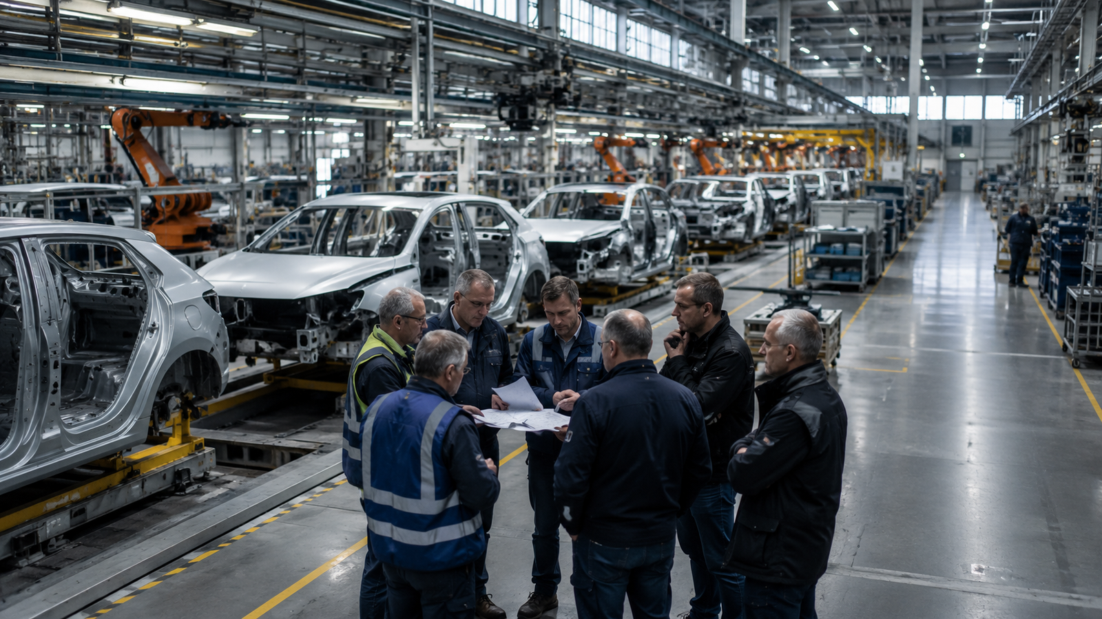 Trabajadores analizan los recortes de empleo en Volkswagen dentro de una fábrica alemana