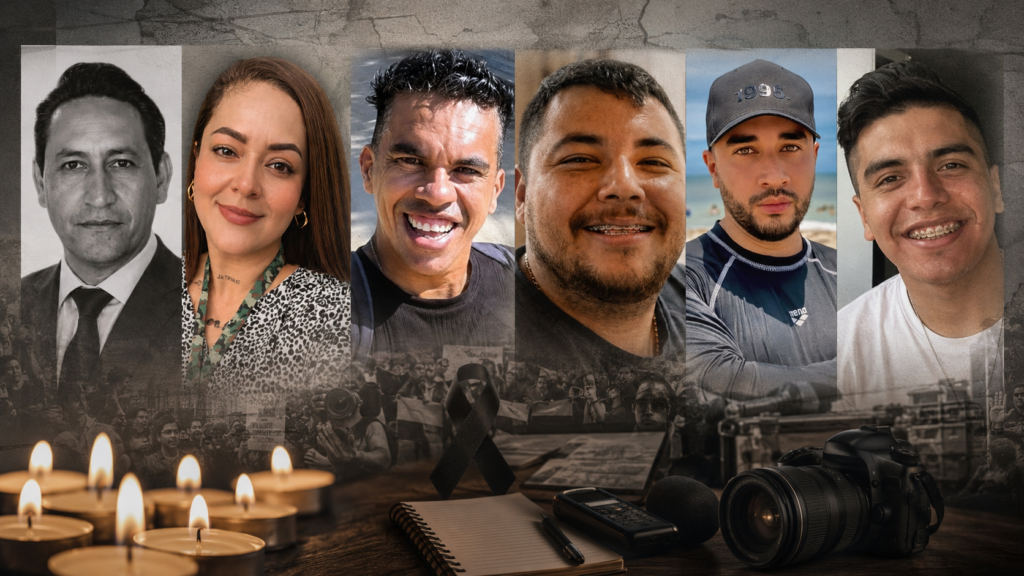 Los seis periodistas asesinados en México en 2026 en una composición editorial de homenaje