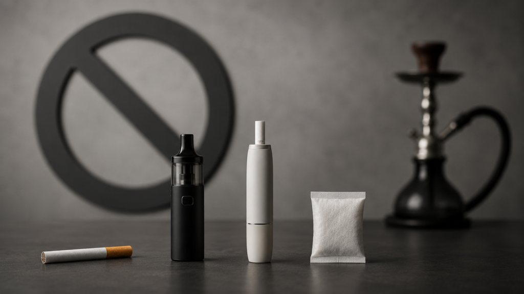 Vapeadores incluidos en la ley antitabaco España 2026 junto al tabaco convencional y las bolsas de nicotina