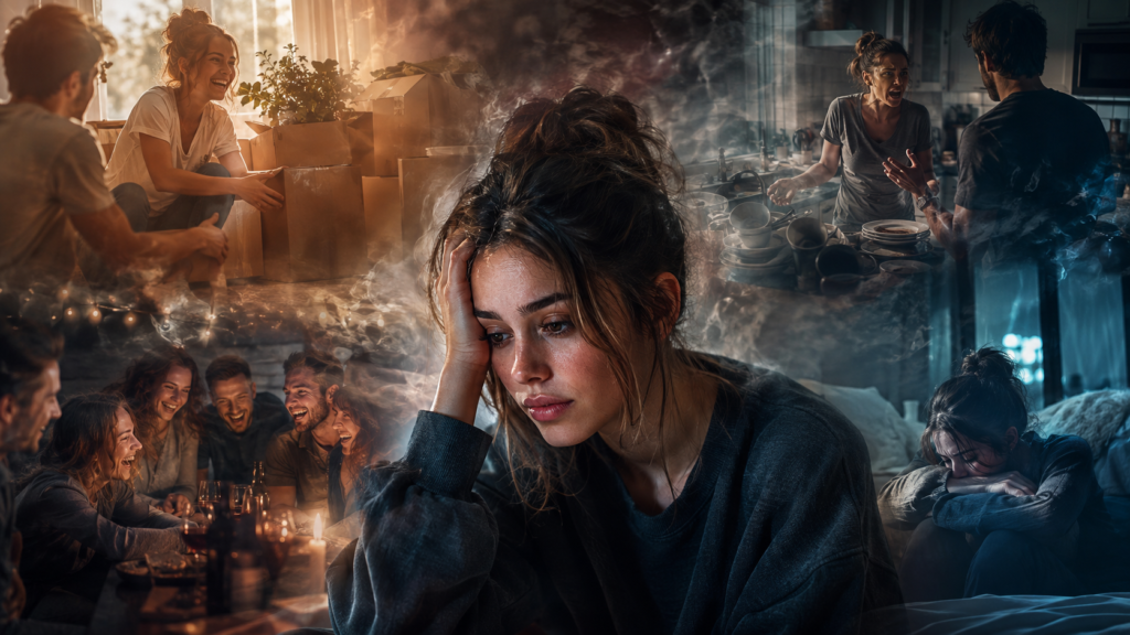 Mujer reflexionando sobre las emociones y dificultades y aprendizaje de convivir