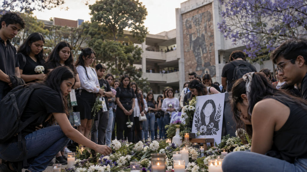 Homenaje universitario tras el asesinato de Claudia Tacoronte en México