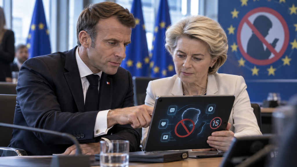 Prohibición de redes sociales a menores de 15 años en la UE impulsada por Emmanuel Macron
