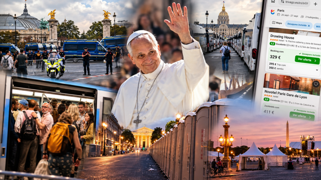 Visita del papa a París 2026 con controles policiales, metro saturado, calles restringidas y alta demanda hotelera