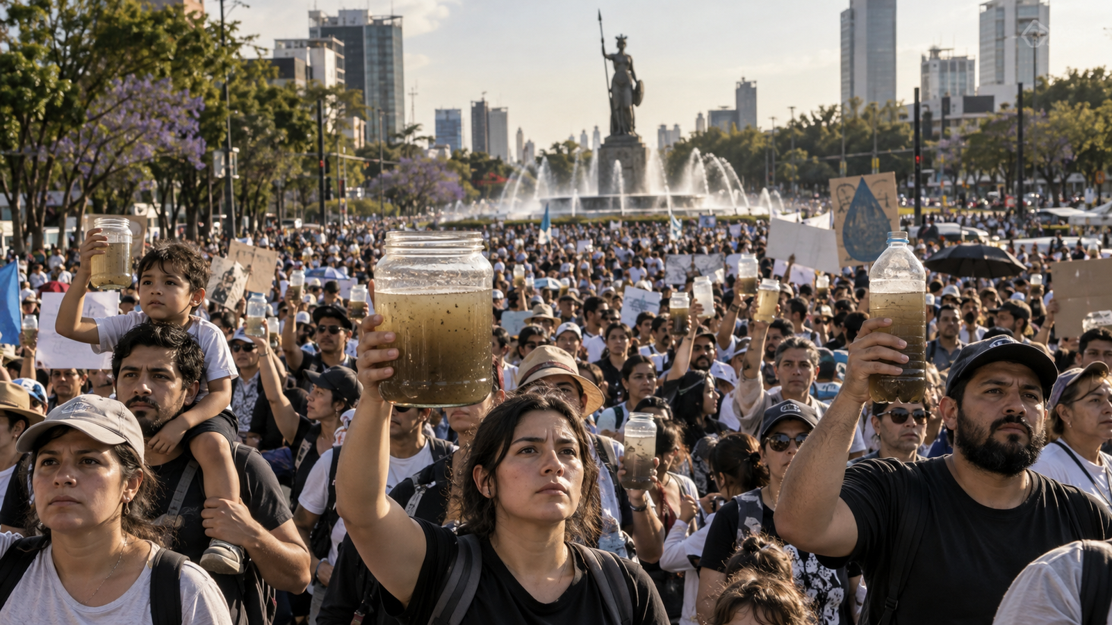 Miles de personas protestan por el agua contaminada en Guadalajara, México
