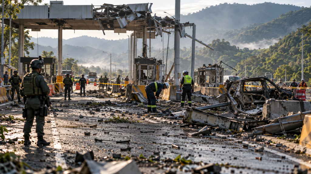 Atentado en el Cauca Colombia tras la explosión de un coche bomba en la vía Panamericana