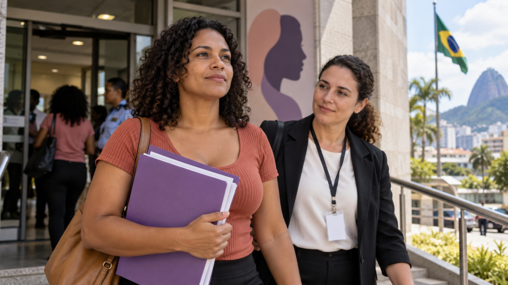 Mujer protegida por la nueva baja remunerada por violencia machista en Brasil