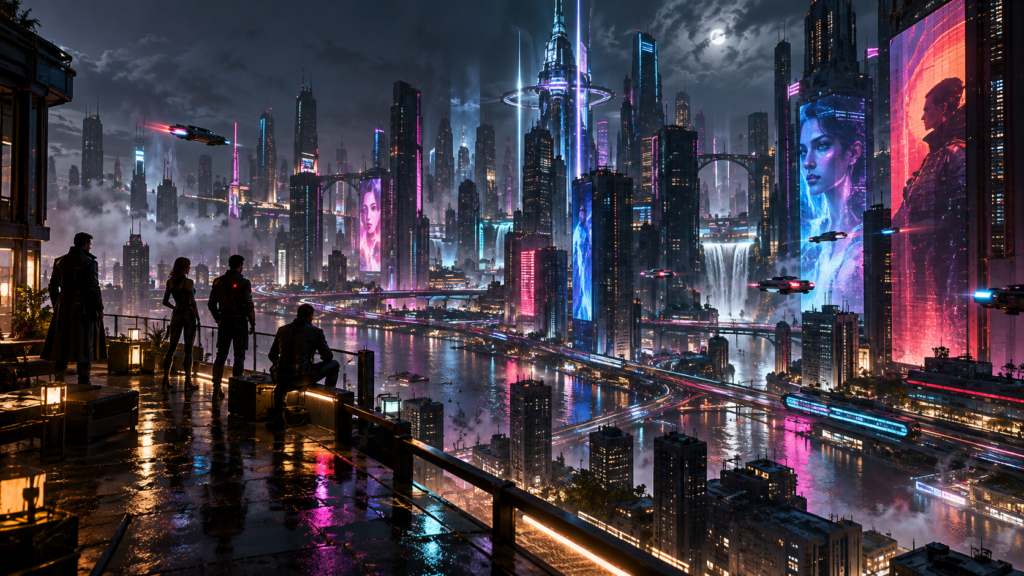 Película de Cyberpunk 2077 ambientada en una recreación futurista de Night City