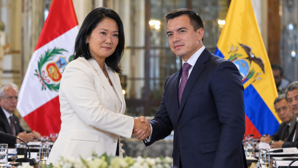 Perú y Ecuador contra el crimen organizado con Keiko Fujimori y Daniel Noboa en Lima