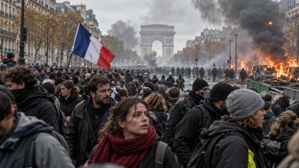 Protestas en Francia durante los graves disturbios de octubre de 2026